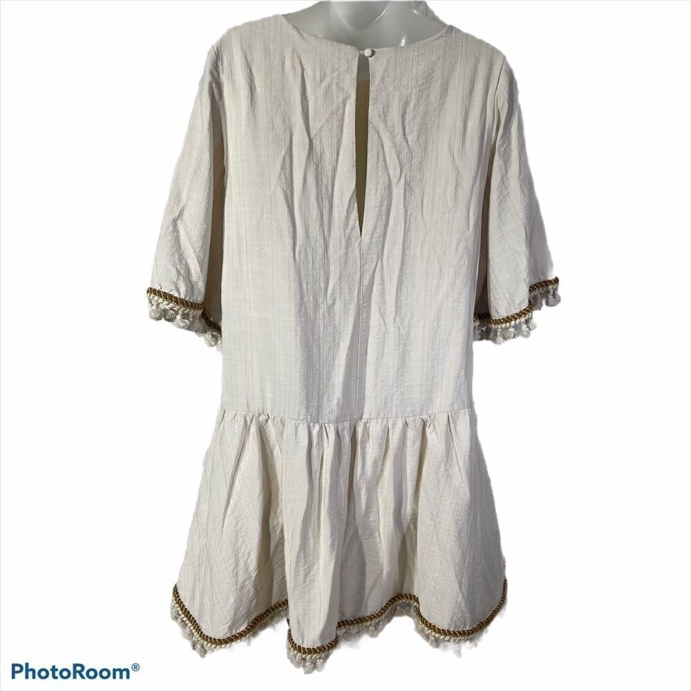 Indikah Hem Drop Waist Tassel Dress Boho Fringe L - image 4
